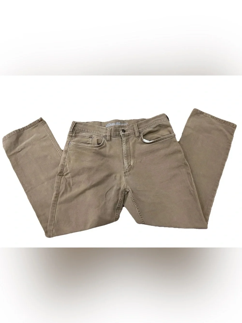 Eddie Bauer Men's 36x30 Specialty Dyed Canvas Pants Straight Fit Khaki Brown